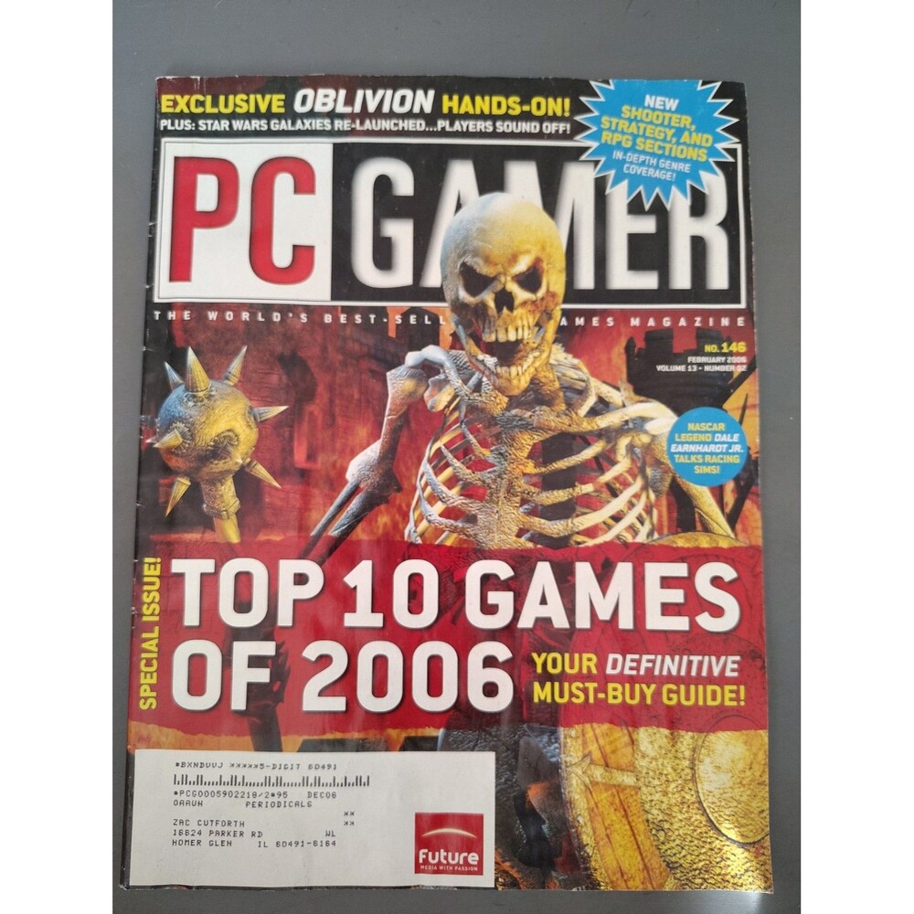 February 2006 PC Gamer #146 Antique video Game Magazine Top 10 Games of 2006